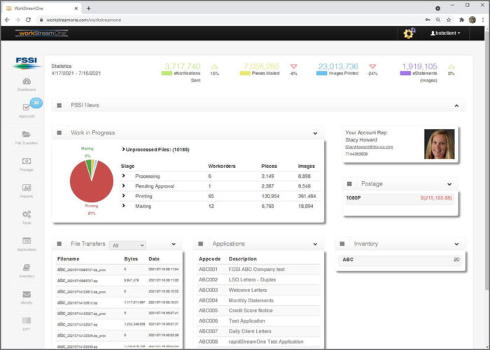 screenshot of an online dashboard