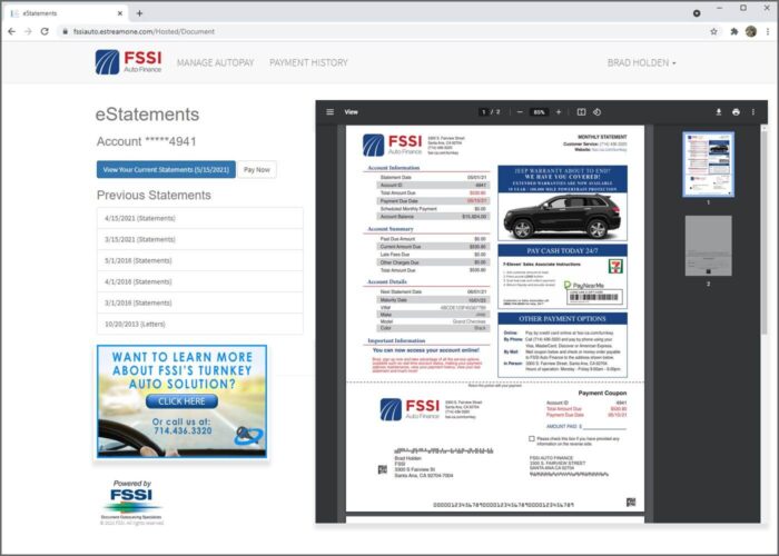 example of a printed and electronic statement