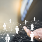 Image: Person holding hand with stick figure customers