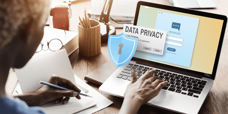 Person on a computer worrying about data security