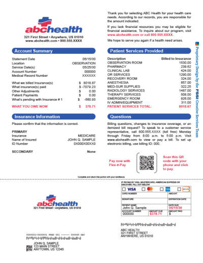 example of a healthcare document printed at FSSI