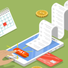 Image: Animated person paying bills on their phone