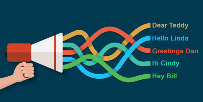 Personalized Marketing: The Road Less Traveled Megaphone with different personalized messages coming out