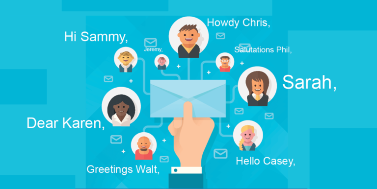 person holding a letter with different faces in the background