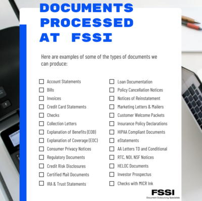 Types of Documents Printed and Mailed