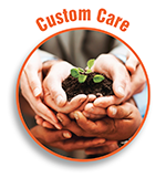 Custom Care Logo with Hands Holding aa plant and soil