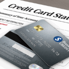 Image: a credit card statement with cards laying on top