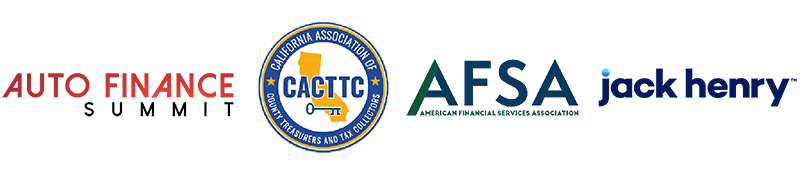Auto Finance Summit, CACTTC, American Financial Services Association, and Symitar logos