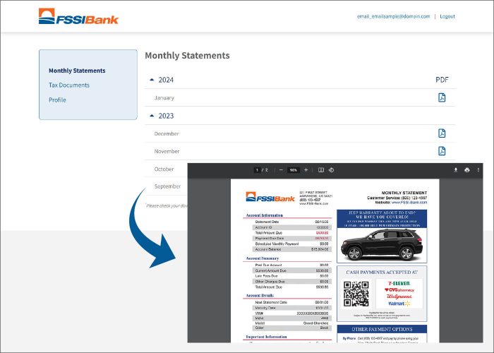example of a printed and electronic statement.