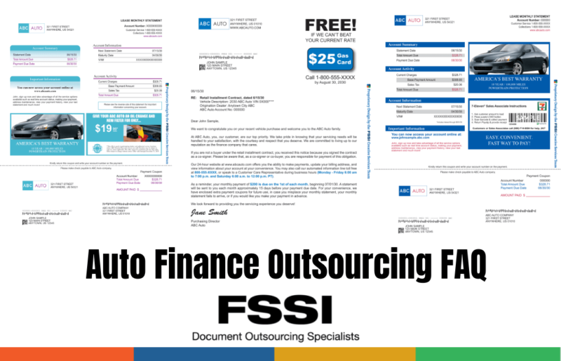 Examples of auto finance documents processed at FSSI