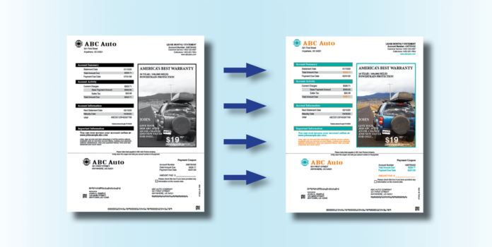 one black and white statement and one color financial statement.