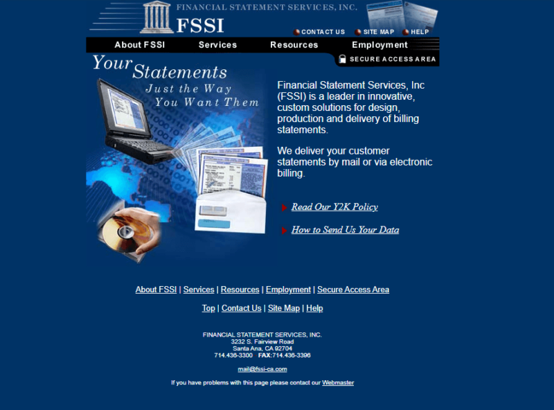 FSSI Website Screenshot 1999.