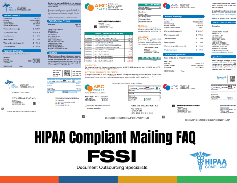 HIPAA Compliant Mail FAQ header with examples of healthcare statements