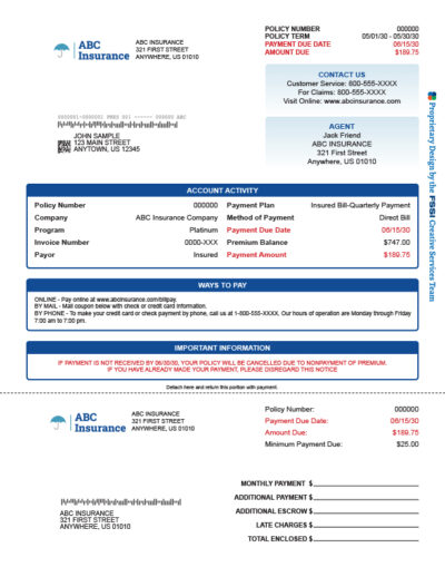 example of an insurance document printed at FSSI