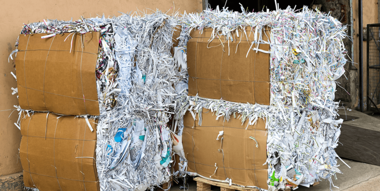 bundles of shredded paper