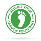 Image: Logo with a footprint that says reduce your carbon footprint