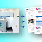 Image: a commercial printer with printed statement examples