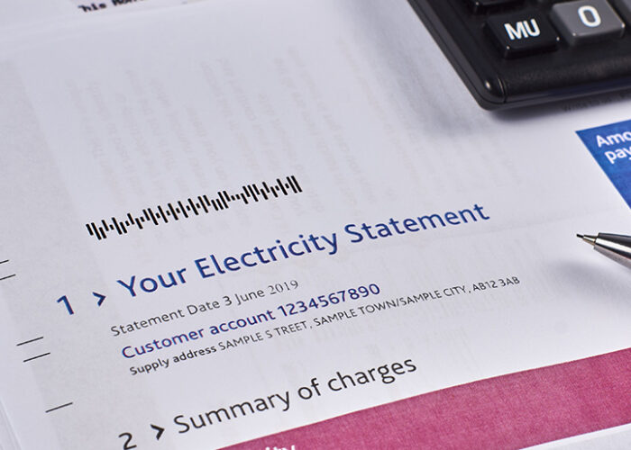 Close-up of a paper statement.