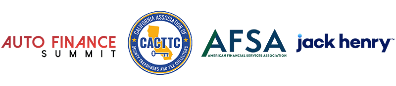 auto finance summit logo, cacttc logo, afsa logo and jack henry logo

